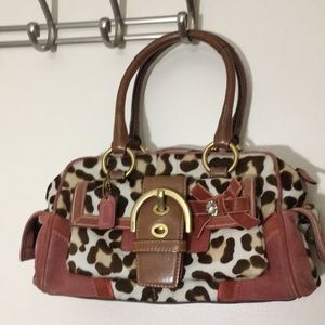 Coach Japan ponyhair ocelot bowler handbag